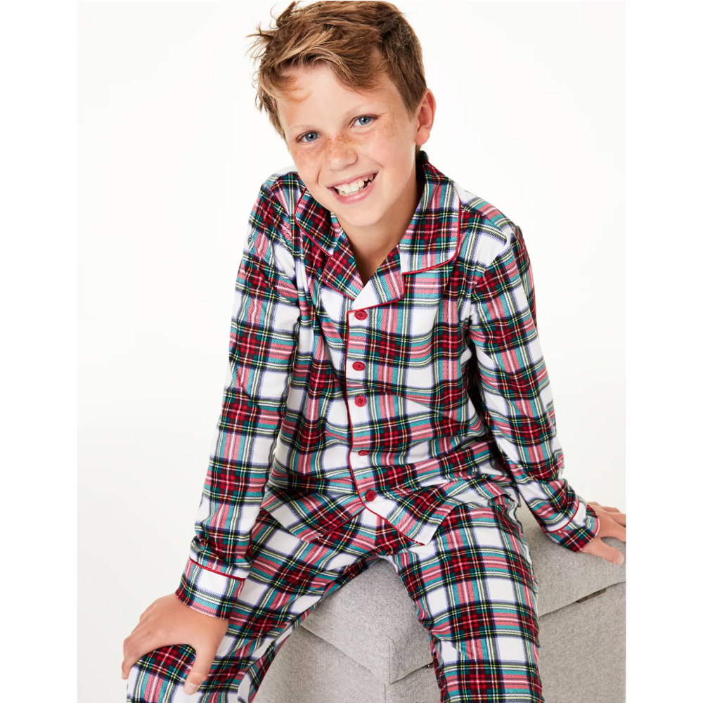 Family Pjs Matching Flannel Button Down Kids Pajama Red Holiday Size 2t 3t New